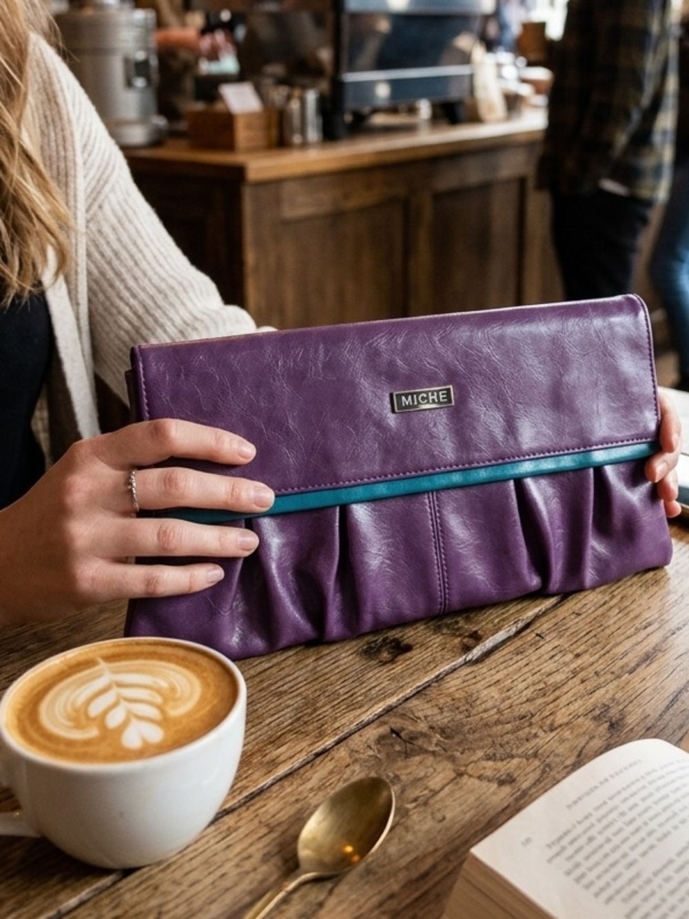 Miche Purple Clutch with Teal Trim